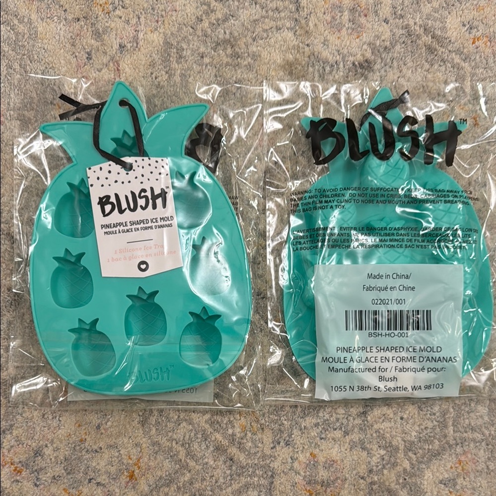 Blush Pineapple Shaped Ice Mold - Teal-Set of two molds! NEW